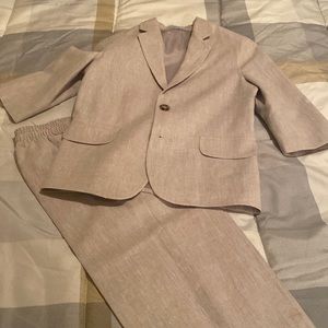 Little boys linen khaki suit. Cuffed.
